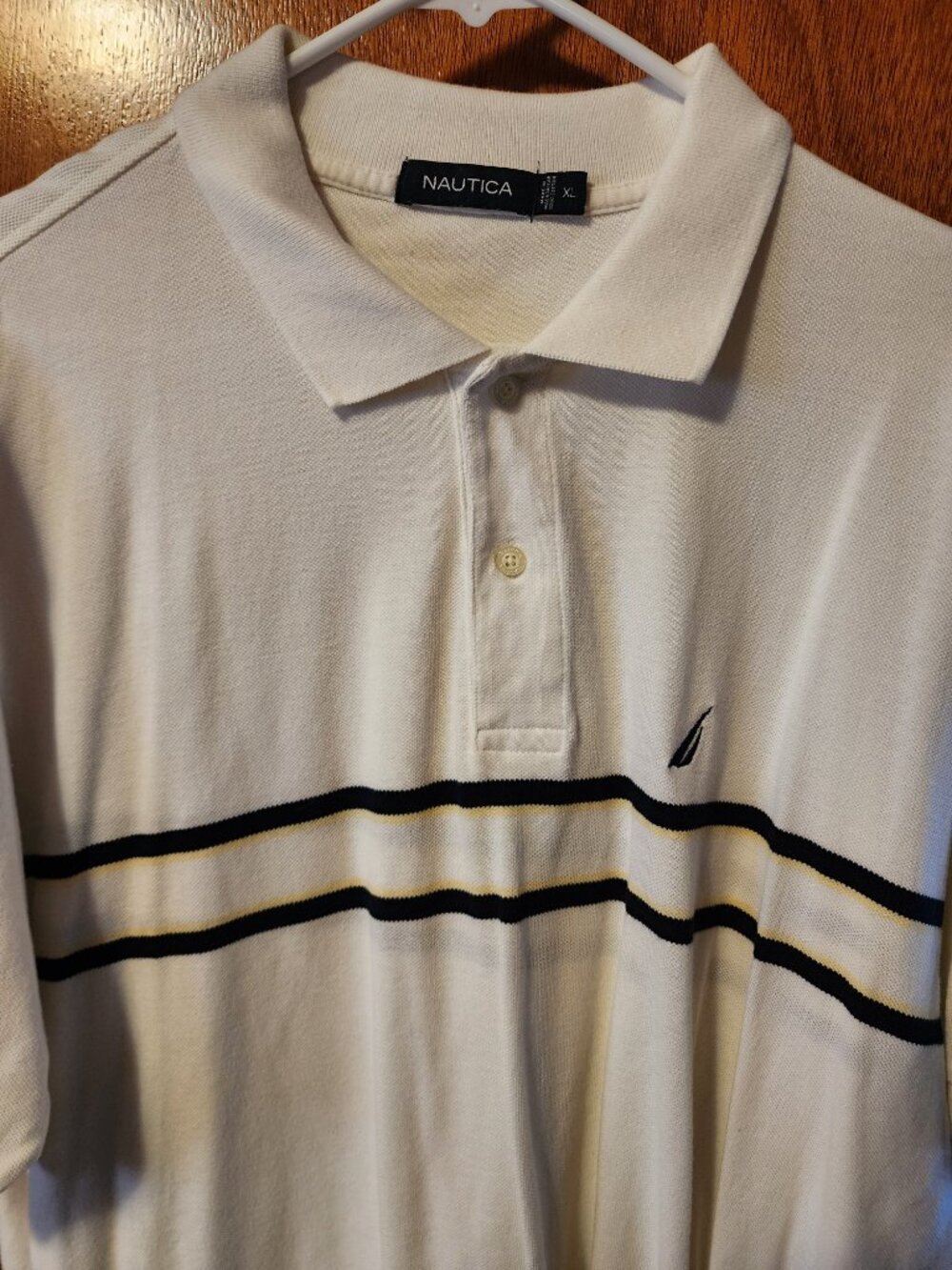Men's XL Nautica White Cotton Short Sleeve Polo Shirt